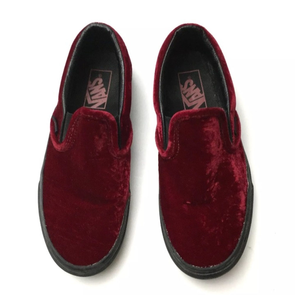 Vans Slip-On Sneakers Burgundy Velvet with Black Sole
